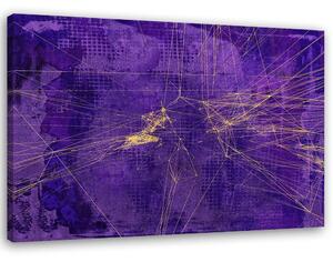 Obraz na plátně Zlaté čáry na fialovém pozadí - Andrea Haase Rozměry: 60 x 40 cm