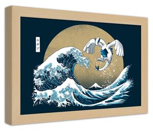 Gario Plakát Tsunami - japonský motiv Barva rámu: Přírodná, Velikost: 30 x 20 cm