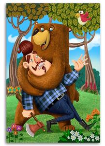 Obraz na plátně Medvěd a dřevorubec - Gustavo Gabriel San Martin Rozměry: 40 x 60 cm