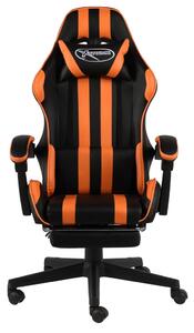Herní židle s podnožkou černo-oranžová umělá kůže