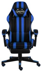 Herní židle s podnožkou černo-modrá umělá kůže