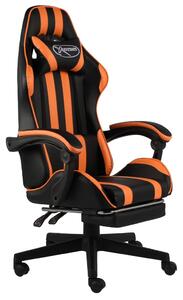Herní židle s podnožkou černo-oranžová umělá kůže