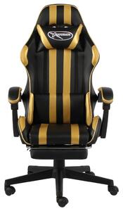 Herní židle s podnožkou černo-zlatá umělá kůže
