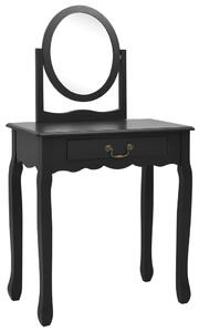 Toaletní stolek se stoličkou černý 65x36x128 cm pavlovnia MDF