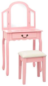 Toaletní stolek se stoličkou růžový 65x36x128 cm pavlovnia MDF