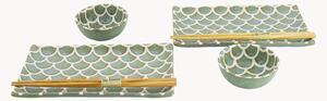 Sada porcelánového nádobí na sushi Mermaid, pro 2 osoby, 6 dílů