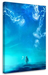 Obraz na plátně Modrá medúza Astronaut Sea - Bryantama Art Rozměry: 40 x 60 cm