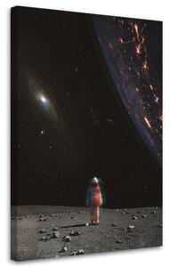 Obraz na plátně Měsíc Astronaut Hvězdy - Bryantama Art Rozměry: 40 x 60 cm