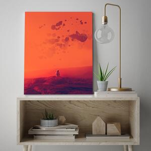 Obraz na plátně Oranžová planeta astronautů - Bryantama Art Rozměry: 40 x 60 cm
