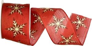 Vánoční stuha NATURAL STAR RED červená 40mm x 2m (13,-Kč/m)