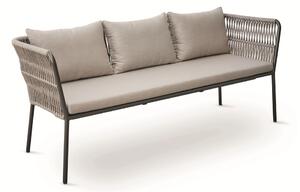 Stern Jídelní lavice s područkami Marla, Stern, 198x73x86 cm, rám hliník antracite, výplet lanko Salt, sedáky 100% akryl Grey Brown