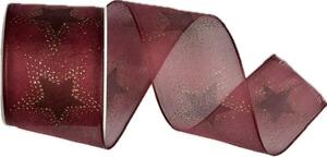 Vánoční stuha organzová ORGANDY STARDUST CARDINAL 40mm x 2m (14,-Kč/m)