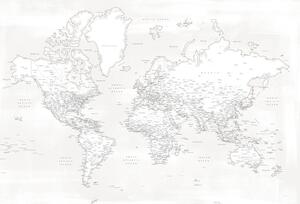 Mapa Almost white detailed world map, Blursbyai