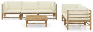 6dílná zahradní sedací souprava + krémově bílé podušky bambus