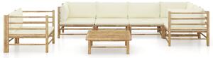 7dílná zahradní sedací souprava + krémově bílé podušky bambus