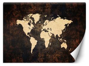 Fototapeta Mapa světa v hnědé barvě Materiál: Vliesová, Rozměry: 200 x 140 cm