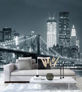 Fototapeta Brooklynský most v noci, New York černobílá verze Materiál: Vliesová, Velikost: 100 x 100 cm