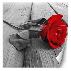 Fototapeta Červená růže na starých deskách Materiál: Vliesová, Rozměry: 100 x 100 cm