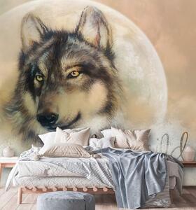 Fototapeta Hnědý vlk na pozadí měsíce Materiál: Vliesová, Rozměry: 100 x 100 cm