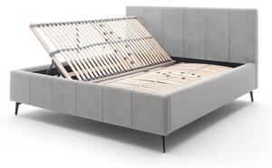 Světle šedá čalouněná dvoulůžková postel s úložným prostorem s roštem 160x200 cm Lizzano – Meise Möbel