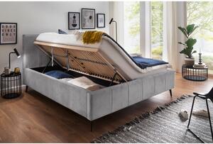 Světle šedá čalouněná dvoulůžková postel s úložným prostorem s roštem 180x200 cm Lizzano – Meise Möbel