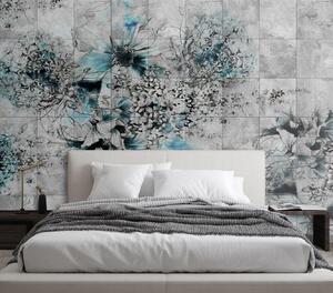 Fototapeta Květiny akvarel na šedém pozadí Materiál: Vliesová, Rozměry: 300 x 210 cm