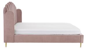 Růžová čalouněná postel se sametovým povrchem Westwing Collection Glamour, 180 x 200 cm