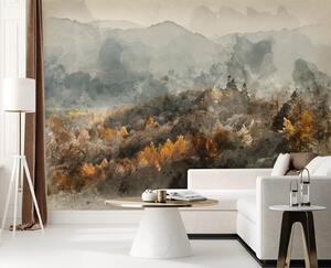 Fototapeta Podzimní les zahalený v mlze - akvarel abstrakce Materiál: Vliesová, Rozměry: 200 x 140 cm
