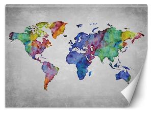 Fototapeta Mapa světa v akvarelu Materiál: Vliesová, Rozměry: 200 x 140 cm