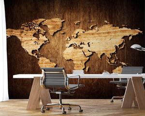 Fototapeta Mapa světa na dřevě Materiál: Vliesová, Rozměry: 200 x 140 cm