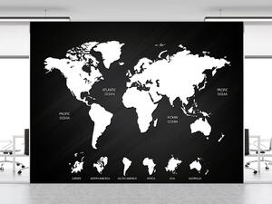 Fototapeta Černobílá mapa světa Materiál: Vliesová, Rozměry: 200 x 140 cm