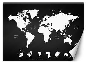 Fototapeta Černobílá mapa světa Materiál: Vliesová, Rozměry: 200 x 140 cm