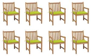 Zahradní židle 8 ks jasně zelené podušky masivní teak