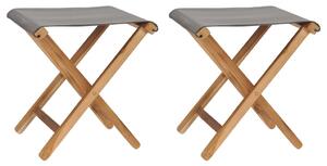 Skládací židle 2 ks masivní teakové dřevo a textil tmavě šedé