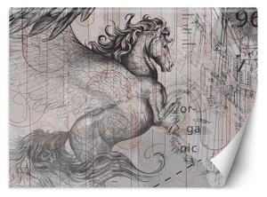 Fototapeta Pegasus - vyděšený kůň na abstraktní grafice Materiál: Vliesová, Rozměry: 200 x 140 cm