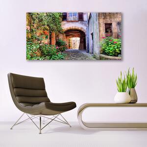 Akrylový obraz Aleje Květiny Domy Rostlina 120x60 cm