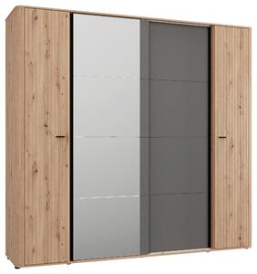 ŠATNÍ SKŘÍŇ, barvy grafitu, černá, dub artisan, 232/218,5/58 cm MID.YOU - Šatní skříně, Online Only