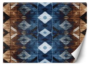 Fototapeta Geometrický vzor, modro-hnědá tapiserie Materiál: Vliesová, Rozměry: 200 x 140 cm