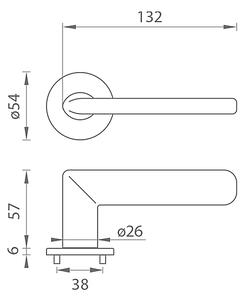 Dveřní kování MP Eliptica - R 36 (BS - Černá matná), klika-klika, Bez spodní rozety, MP BS (černá mat)