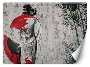 Fototapeta Japonská gejša s vějířem, abstraktní Materiál: Vliesová, Rozměry: 200 x 140 cm