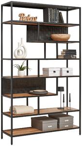 REGÁL, černá, barvy akácie, železo, akácie, mangové dřevo, 120/201/38 cm Ambia Home - Knihovny, Online Only