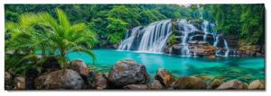 Obraz na plátně - Malé vodopády skryté v tropické džungli FeelHappy.cz Velikost obrazu: 150 x 50 cm