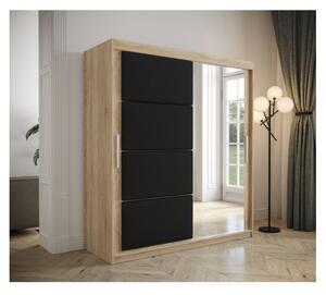 Šatní skříň s posuvnými dveřmi 180 cm TALIA - dub sonoma / černá