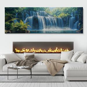 Obraz na plátně - Masivní vodopády skryté v lese FeelHappy.cz Velikost obrazu: 120 x 40 cm