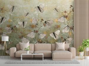 Fototapeta Motýli na pozadí staré zdi Materiál: Vliesová, Rozměry: 200 x 140 cm