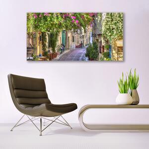 Akrylový obraz Aleje Květiny Domy Rostlina 120x60 cm