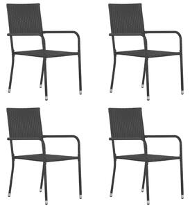5dílný zahradní jídelní set polyratan černý