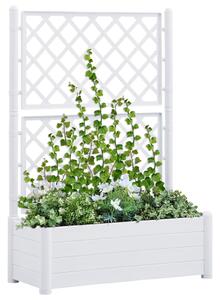 Zahradní truhlík s treláží 100 x 43 x 142 cm PP bílý