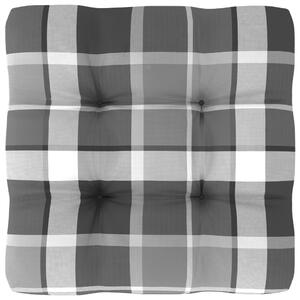 Poduška na pohovku z palet šedá károvaná 50 x 50 x 10 cm