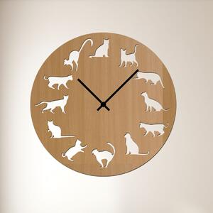 Dřevo života | Nástěnné KOČIČÍ hodiny | Barva: Javor | Velikost hodin: 35x35